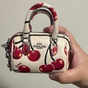 Coach Mini Rowan Bag Charm in Cherry print
